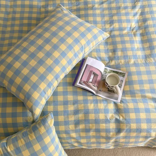 Vista 385 de mixinni Juego de funda de edredón vintage a rayas, tamaño twin, juego de ropa de cama de 3 piezas, 100% algodón lavado, suave y transpirable, funda