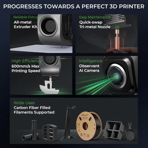 Vista 4 de Impresora 3D Creality K1C, 23.622 in/s con cámara AI y nivelación automática