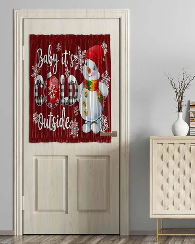 Vista 28 de Cortinas de puerta francesa de Navidad para ventana de puerta, panel de cortina con bolsillo para barra con alzapaños para luz lateral delantera