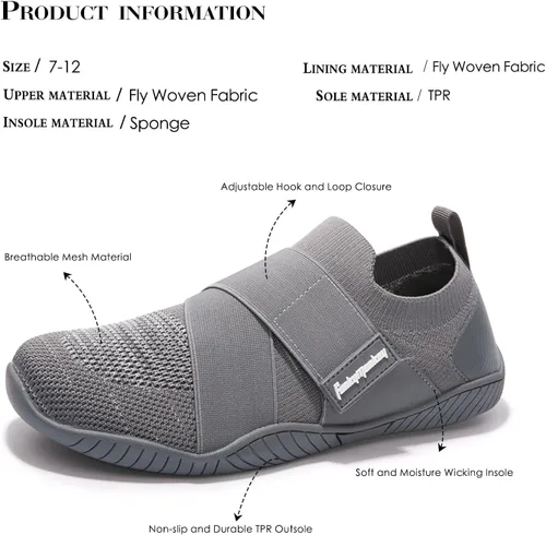 Vista 8 de FUNKYMONKEY Zapatos deportivos acuáticos para hombre, de secado rápido, sin cordones, adecuados para uso casual, caminar, fitness, vadear y otras