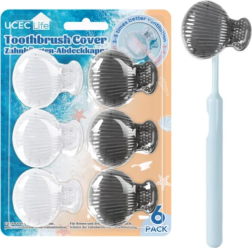 Vista 4 de UCEC - Juego de 6 tapas para cepillos de dientes, protector de cabeza para cepillos de dientes Tapa para cepillo de dientes, clip de plástico