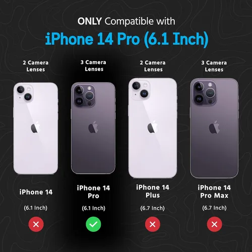 Vista 2 de Pelican Shield Kevlar Series - Funda para iPhone 14 Pro de 6.1 pulgadas [Compatible con MagSafe] Funda de carga magnética para teléfono con clip