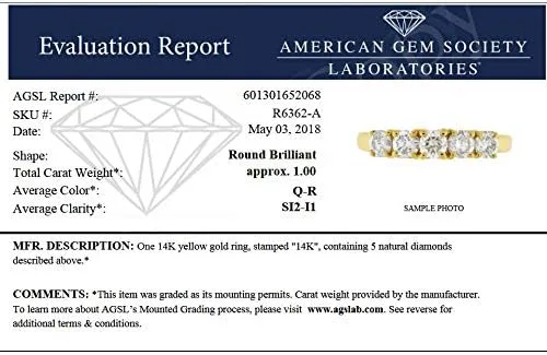 Vista 3 de Vir Jewels Anillo de compromiso con diamantes de 1 cttw certificado SI2-I1 de 5 piedras de oro amarillo de 14 quilates