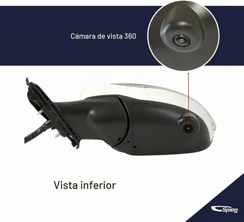 Vista 5 de Spieg 2014-2017 Nissan Rogue Driver Side Door Mirror Reemplazo con Power Heated 360 View Camera Luz de señal de giro Blanco NI1320254 Izquierda