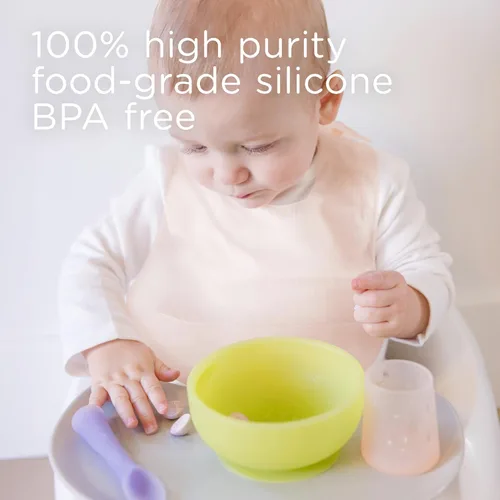 Vista 7 de Babero de silicona Olababy Fold N Go con estuche de viaje Diseño ligero alivia las contusiones por presión para bebés y niños pequeños