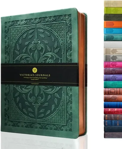 Vista 41 de Victoria's Journals Cuaderno con forro de cuero sintético y tapa dura, diario de viaje con diseño vintage de aspecto antiguo, tamaño A5, 5.7 x 8.1