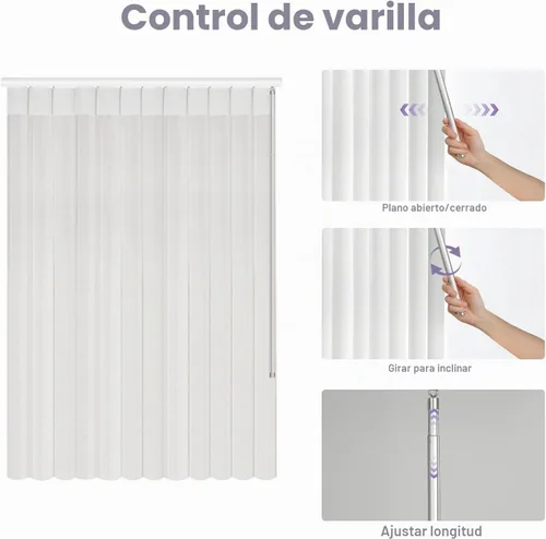 Vista 5 de Graywind Persianas verticales transparentes manuales de tamaño personalizado, ajustan la luz, tela transparente, control sin varilla, privacidad