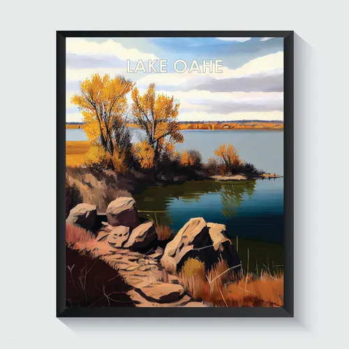 Vista 10 de Yellowstone Lake - Póster impreso artístico, ilustración, arte de pared, decoración de paisaje retro, paisaje, obra de arte para decoración de Lago