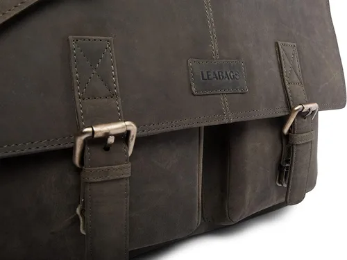 Vista 8 de LEABAGS Maletines de cuero para hombre - Bolso Cambridge de cuero genuino para portátil de 15 pulgadas - Bolso de mensajero vintage