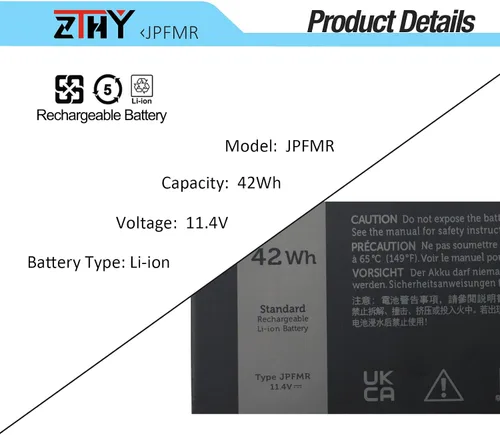 Vista 3 de ZTHY JPFMR - Batería de repuesto para laptop Dell Chromebook 3400 3100 2 en 1 5488 5493 5593 Series 0JPFMR 7MT0R 16DPH 65N6H 7T0D3 07GDY DN33X RDNP5