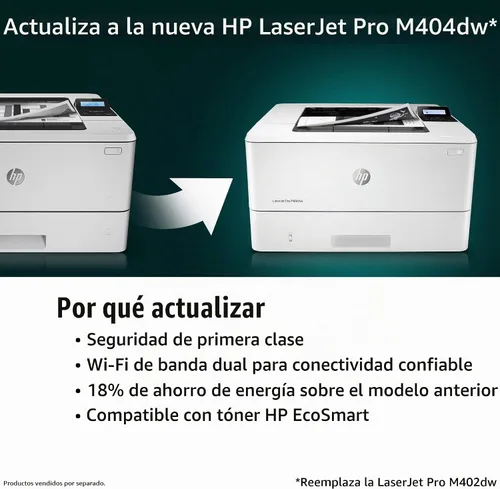 Vista 2 de [Usado] HP LaserJet Pro M402dw Impresora láser inalámbrica con impresión de doble cara, lista para reabastecimiento de Amazon Dash (C5F95A)