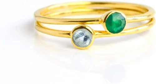 Vista 7 de Anillo pequeño de piedras preciosas apilable, banda de anillo delicada y delgada minimalista, anillo simple apilable de piedra natal