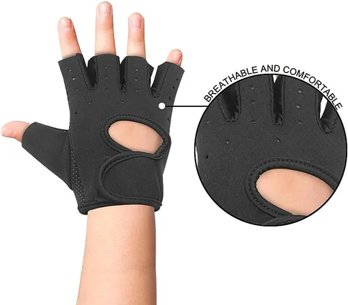 Vista 3 de Luwint Guantes de entrenamiento sin dedos para niños, guantes antideslizantes de fitness para niños, ciclismo, yoga, levantamiento de pesas, 1 par