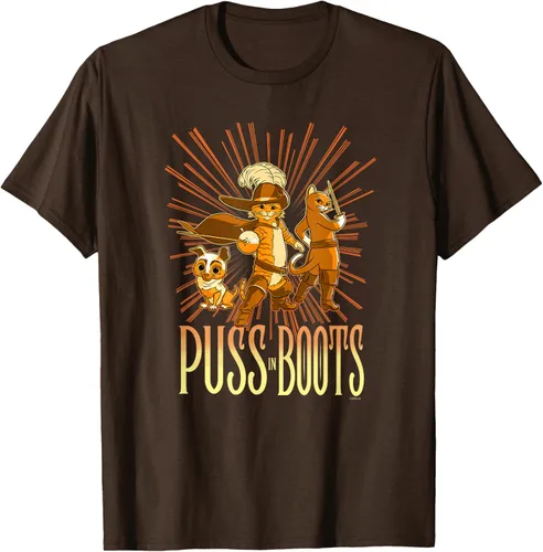 Vista 58 de DreamWorks Puss in Boots: The Last Wish Cat Trio Poster - Camiseta pequeña Negro