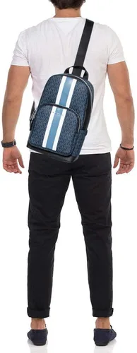 Vista 6 de Michael Kors Mochila de lona revestida para viajeros, azul , azul marino (Navy / Blue), Mochilas Sling