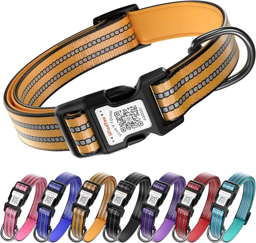 Vista 20 de Collar de perro personalizado ilFindYou con etiqueta de código QR para identificación de mascotas, collar reflectante de seguridad, adecuado