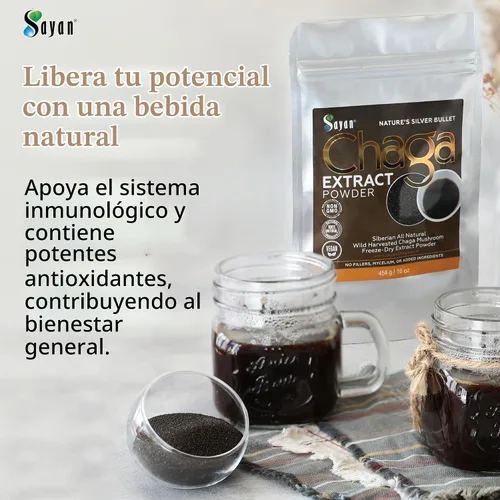 Vista 3 de Polvo extracto hongo chaga siberiano. Súper antioxidante, ayuda al sistema inmune., 2 onza, 1