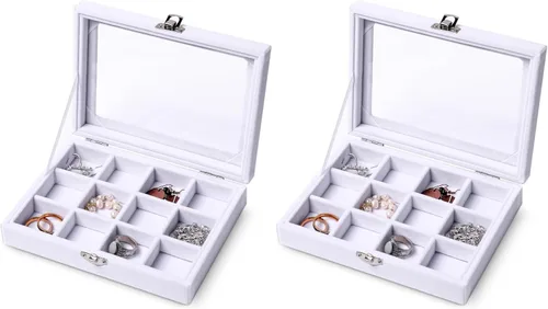 Vista 12 de Frebeauty Bandeja organizadora de anillos de terciopelo pequeña Beige