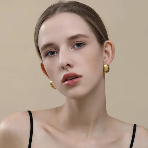 Vista 5 de Apsvo Aretes de aro gruesos de oroplata para mujer, aretes hipoalergénicos chapados en oro, joyería de moda