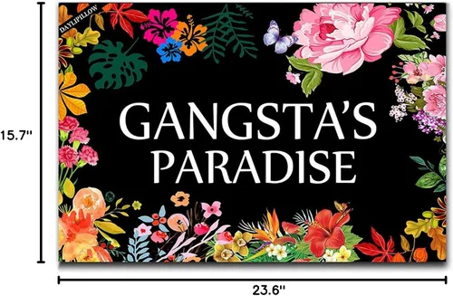 Vista 3 de Gangsta's Paradise - Tapete de bienvenida divertido con diseño de flores, tapete de suelo para puerta delantera al aire libre, tapete de baño