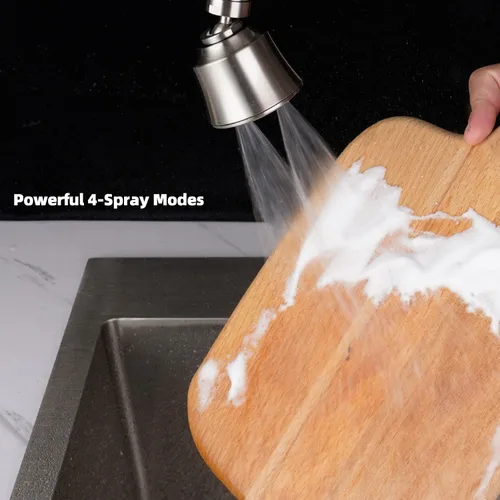 Vista 8 de iFealClear Cabezal de Grifo de Fregadero de Cocina, Cabezal Rociador Giratorio de 360 Grados con 4 Modos de Pulverización, Adaptador Aireador