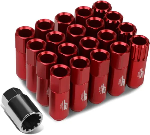 Vista 8 de J2 Engineering 20 piezas de tuercas de aluminio 7075 de extremo abierto M12 x 1,5 con adaptador de zócalo, negro, para asiento cónico
