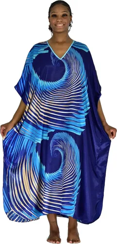 Vista 2 de Up2date Fashion Caftán satinado para mujer, estampado de vórtice polar, talla única, estilo Caf-16RB, Multi