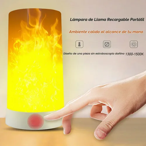 Vista 3 de Luz LED con efecto de llama, lámpara de fuego recargable USB con control