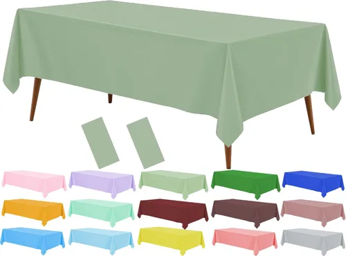 Vista 18 de Mantel de plástico crema, paquete de 2 manteles desechables color blanco hueso, mantel de 54 x 108 pulgadas para mesa rectangular, manteles
