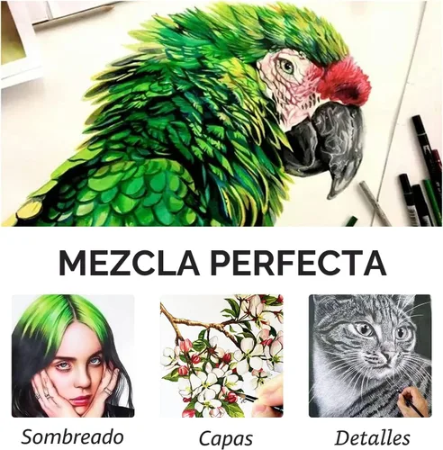 Vista 3 de Prina Juego de dibujo de 76 piezas, suministros de dibujo Pro Art con cuaderno de bocetos de 3 colores, incluye tutorial