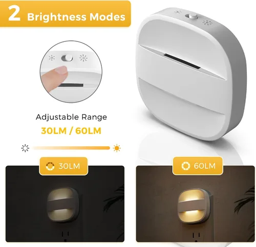 Vista 2 de L LOHAS LED - Luz nocturna enchufable, luces nocturnas plegables enchufables a la pared con sensor de crepúsculo a amanecer, 2 niveles de brillo