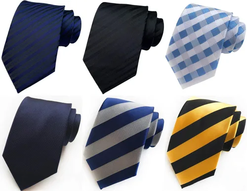 Vista 111 de WeiShang Lote de 6 corbatas clásicas de seda para hombre, corbatas tejidas jacquard
