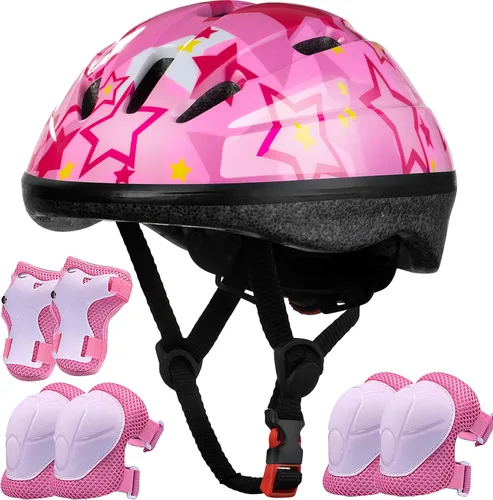 Vista 11 de Lamsion - Casco para niños ajustable para niños de 3 a 8 años, niños y niñas, casco para niños pequeños con juego de equipo deportivo de protección