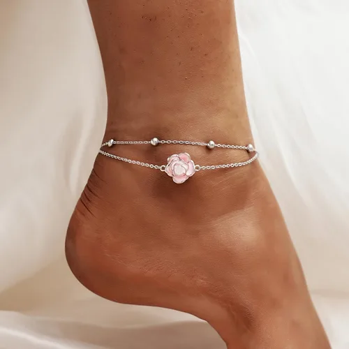 Vista 118 de CHIC & ARTSY Tobilleras delicadas de plata de ley S925 para verano, pulsera de tobillo ajustable multicapa para playa, joyería de pie para mujer