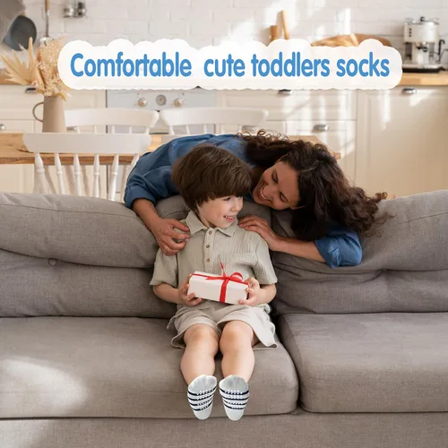 Vista 4 de Tphon - Calcetines antideslizantes para bebés y niños pequeños, 12 pares con agarre, calcetines de tripa para niños de 0 a 7 años, niños y niñas