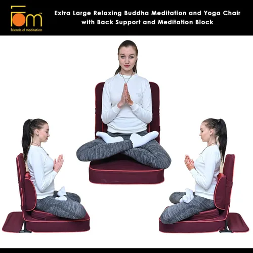 Vista 8 de Friends of Meditation Silla de meditación extra grande Silla de piso con soporte de respaldo Sillas de yoga para adultos Silla plegable