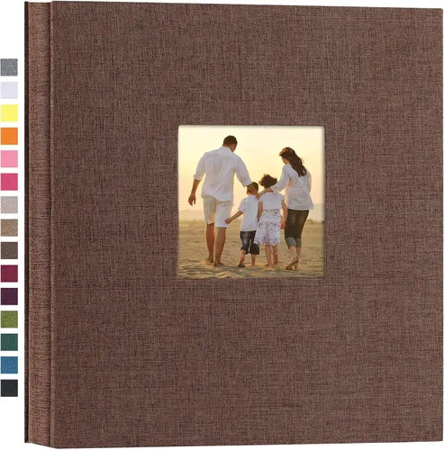 Vista 33 de potricher - Álbum de fotos pequeño para 100 fotos de 4 x 6 pulgadas, con portada de lino con foto, familiar, para bodas, aniversarios, bebés o Beige
