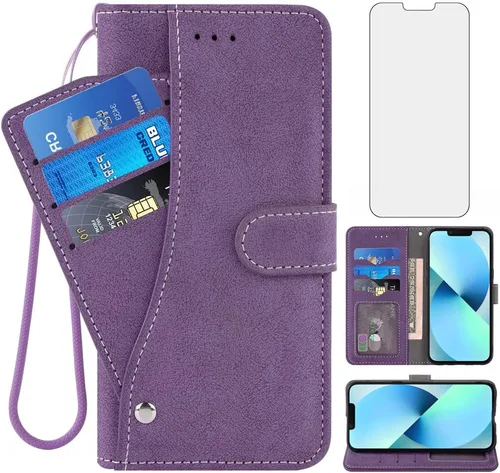 Vista 9 de Asuwish Funda compatible con iPhone 13 Mini de 5.4 pulgadas y protector de pantalla de vidrio templado, funda para teléfono celular con tapa