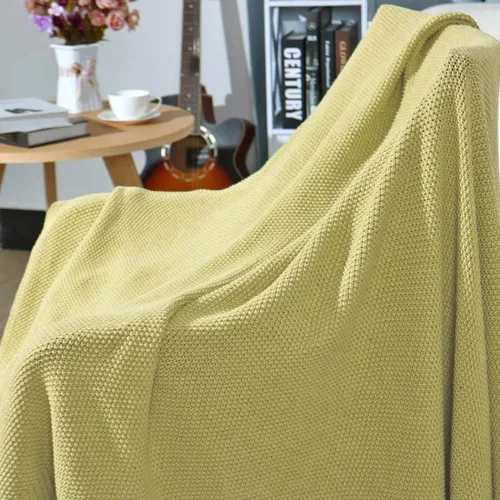 Vista 3 de PiccoCasa Manta de punto 100 % algodón, mantas decorativas ligeras y sólidas, manta de punto suave para sofá, verde mar oscuro, 50 x 60 pulgadas