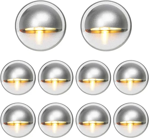 Vista 11 de FVTLED juego de luces para escalera, bajo voltaje y resistente al agua IP65 para exteriores con forma de media luna 1-2/5 pulgadas. Luces LED