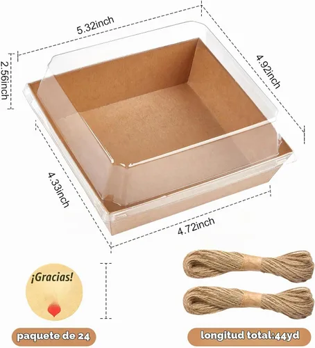 Vista 2 de Kucoele Paquete de 20 Cajas Pequeñas de Charcutería con Tapas Transparentes, Cajas de Papel para Postres Para Llevar, Cajas de Panadería