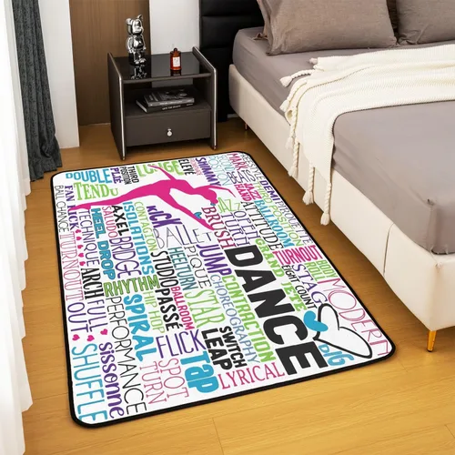 Vista 4 de Alfombra decorativa de bailarina para interiores, tapete de ballet y danza, fundas de cojín, elegante alfombra de área de bailarina de 3 x 5 pies