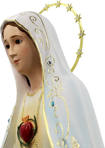 Vista 3 de Estatua religiosa pintada a mano del Sagrado Corazón de María de 32 pulgadas, fabricada en Portugal