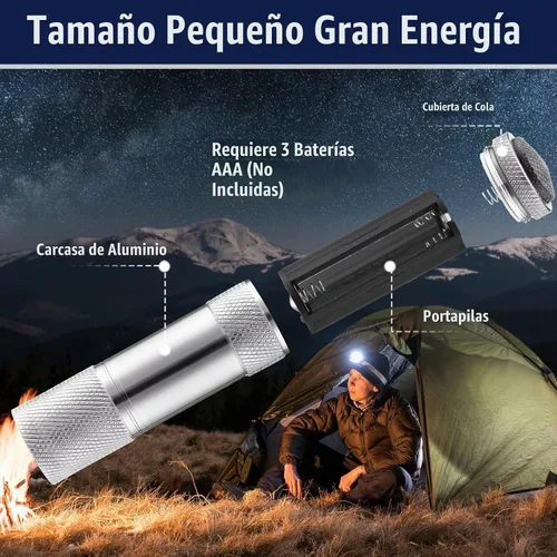 Vista 3 de VIHOSE 12 piezas de linternas mini a granel, linternas de mano brillantes de aluminio con cordón, linternas LED pequeñas para lectura nocturna