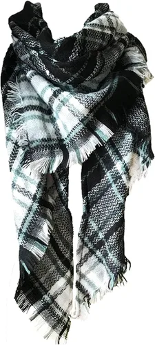 Vista 86 de Wander Agio - Bufanda envolvente con diseño a cuadros o triangular para mujer, cálida y larga, de punto, sensación de cachemira, chal