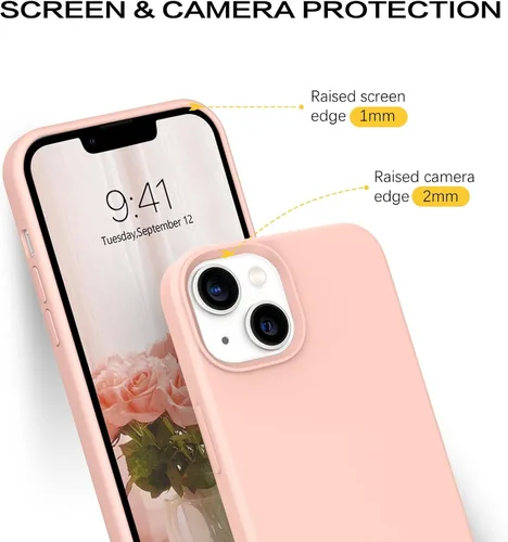 Vista 3 de VENINGO Funda para iPhone 13, delgada de silicona líquida suave, goma de gel suave, forro de microfibra ligera, a prueba de golpes, antiarañazos
