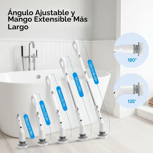 Vista 7 de [Usado] Sorpci Cepillo eléctrico giratorio 2025, nuevo cepillo de limpieza inalámbrico, cepillo de limpieza de ducha con 7 cabezales de cepillo