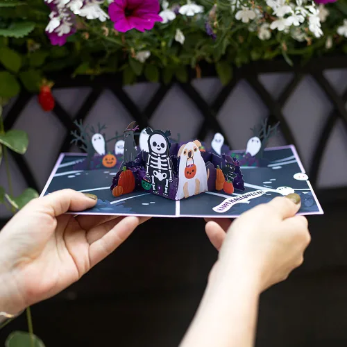Vista 7 de Lovepop Tarjeta desplegable de vacaciones para ella y él – Tarjetas de felicitación de Halloween 3D para niños, niñas, hombres y mujeres – Oohh Oohh