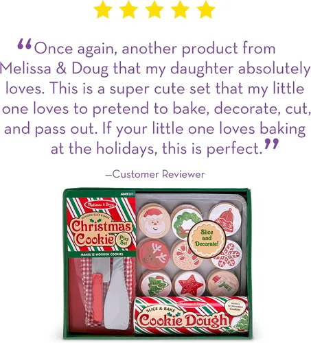 Vista 5 de Melissa & Doug, juego para cortar y hornear galletas de Navidad de madera