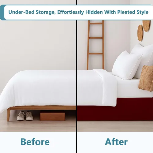 Vista 5 de Falda de cama plisada Full XL para dormitorio, fácil ajuste con caída entallada de 8 pulgadas, microfibra sin arrugas, ligera, aspecto clásico